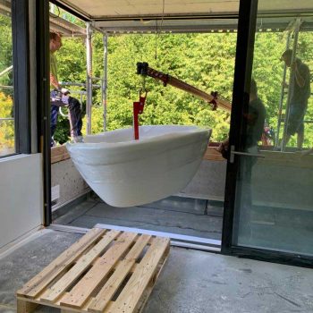 Einbau Pool mit unserem Kran